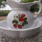 Mccoy Strawberry country #7528 vintage pitcher & basin "MINT"