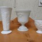 Vintage lot of milk glass vases large one is EO Brody Co.