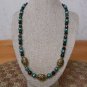 Beautiful Handmade Teal Cultured Baroque Pearl and Evergreen Jade Necklace
