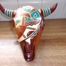 Handmade Handpainted Pottery Cow Skull Artist Signed Made in Mexico *NWOT*