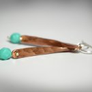 Handmade Slender Copper Dangles with Hammer Texture