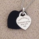 Excellent Rare Tiffany & Co. Double Heart Onyx Return To Tiffany Necklace
