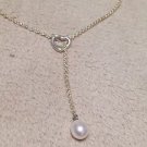 Authentic Tiffany & Co. Elsa Peretti Open Heart Pearl Lariat Necklace RP$375