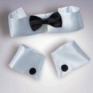 STRIPPER SET BLACK BOWTIE CUFFS COLLAR Clown Bow Tie Male Dancer Costume Tuxedo