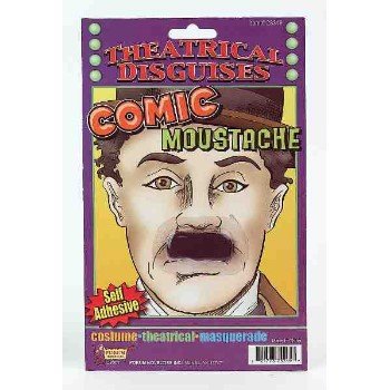 CHARLIE CHAPLIN COMIC MOUSTACHE Hitler Black Facial Hair Costume Funny Clown NEW 
