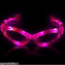1 PINK LED FLASHING SUNGLASSES Light Up Toy Battery Party Rave Glasses Cat Eyes