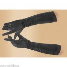 18" BLACK SATIN LONG GLOVES Clown Stage Stripper Costume Opera Dress With Gather