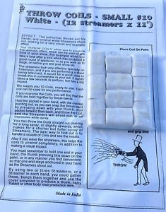 SMALL WHITE THROW COILS 10 Pack Paper Streamer Magic Trick Set Production Stage