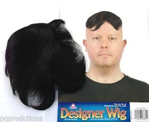 Funny BLACK TOUPEE WIG Fake Hair Piece Rug Clown Nerd Costume Bald Man Joke  Gag