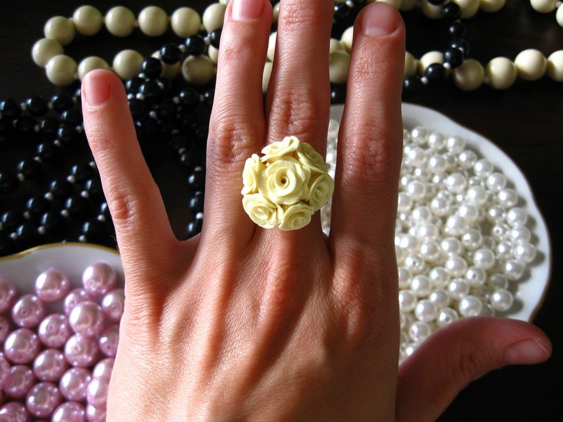 Rose polymer clay ring