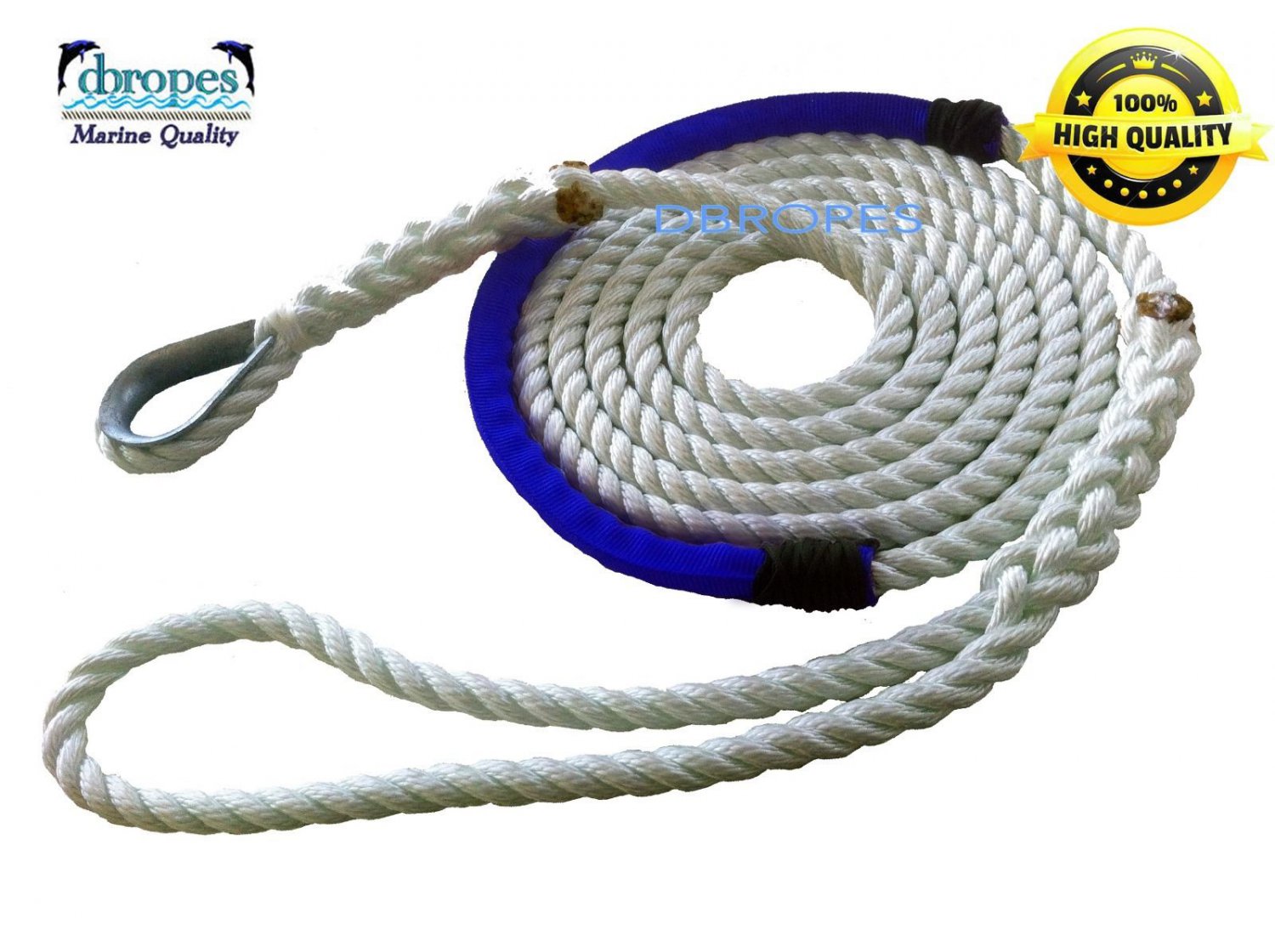 2 of 3 Strand Mooring Pendant Nylon Rope Lines 1/2