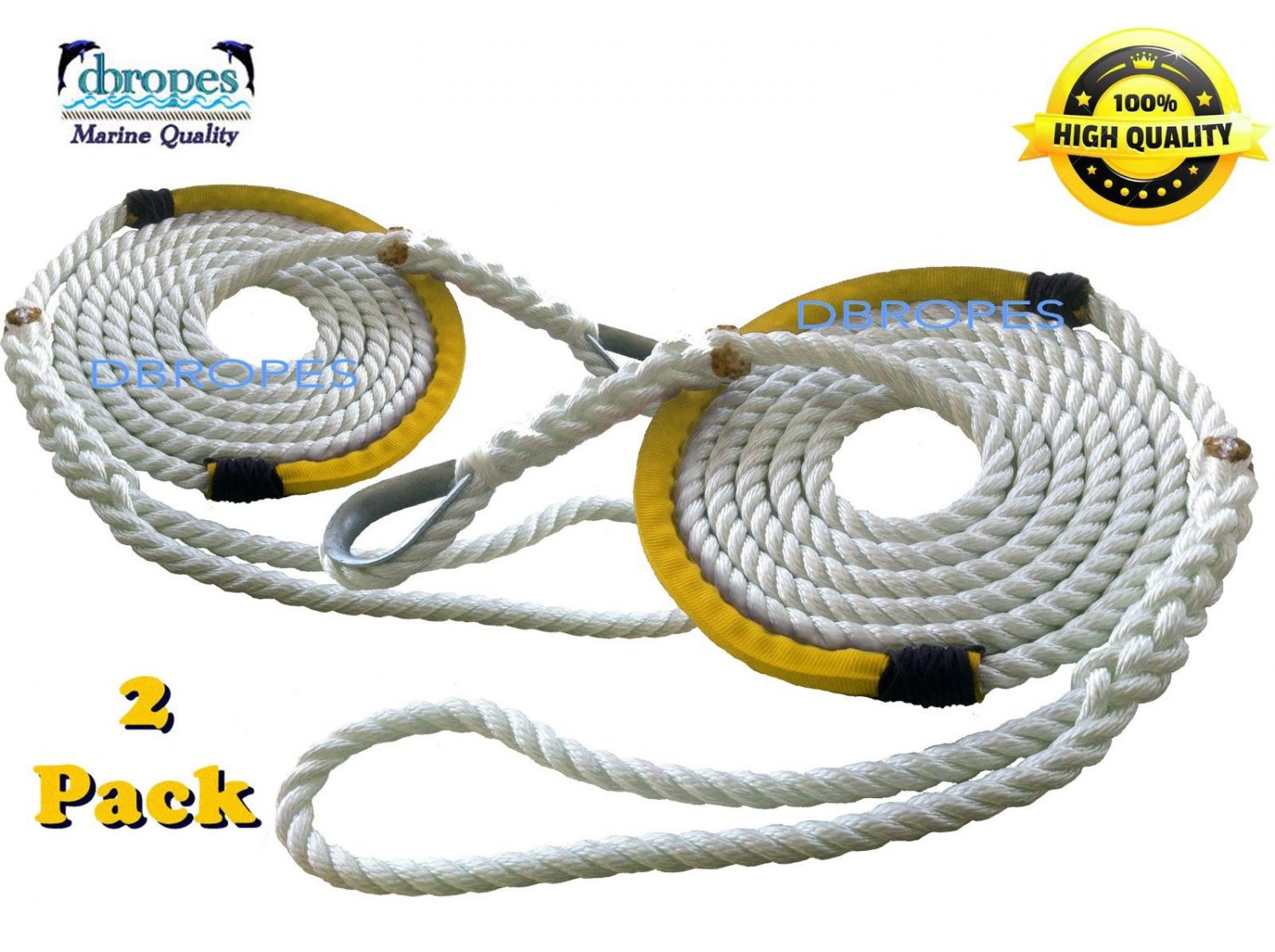 2 of 3 Strand Mooring Pendant Nylon Rope Lines 1/2