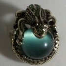 Elegant Green Crystal Gold Plated Frog with Ball Ring Size 6 1/2 - 7