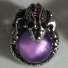 Elegant Purple Crystal Silver Plated Frog with Ball Ring Size 6 1/2 - 7