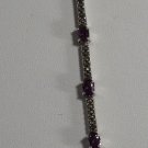 Elegant Marcasite Amethyst in Sterling Silver 7 1/2" Bracelet