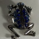 Elegant Blue Crystal Silver Plated Frog Ring Size 6 1/2 - 7