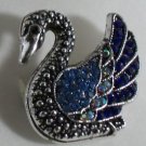 Elegant Cobalt Blue and Aurora Borealis Crystal Silver Swan Ring Size 6 1/2 - 7