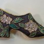 Vintage Style Enameled Black Purple Green Shoe Pin Brooch Gold Plate