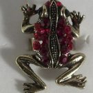 Elegant Red Crystal Gold Plated Frog Ring Size 6 1/2 - 7