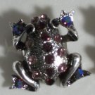 Elegant Purple Crystal Silver Plated Frog Ring Size 6 1/2 - 7