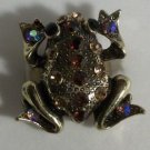 Elegant Topaz & Brown Crystal Gold Plated Frog Ring Size 6 1/2 - 7