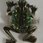 Elegant Green Crystal Gold Plated Frog Ring Size 6 1/2 - 7