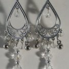 3 1/2" Clear in Silver Plated Chandelier Pierced Earrings
