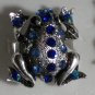 Elegant Light & Cobalt Blue Crystal Silver Plated Frog Ring Size 6 1/2 - 7