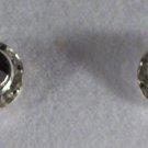 Round Black and Clear Crystal Pierced Silver Plated Earrings 5/16"