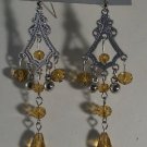 3 1/2" Elegant Topaz in Silver Plated Chandelier Pierced Earrings
