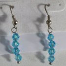 Silver Plated 4 Light Blue Crystal Beaded Pierced Earrings
