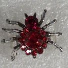 Silver Plated Red Crystal Spider Ring Size 6 -7 Adjustable