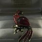 Unusual Red Enamel and Red Crystal Gold Plated Peacock Ring Size 6 1/2 - 7