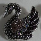 Elegant Purple and Aurora Borealis Crystal Silver Swan Ring Size 6 1/2 - 7