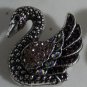 Elegant Purple and Aurora Borealis Crystal Silver Swan Ring Size 6 1/2 - 7