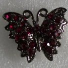 Elegant Red Crystal Silver Butterfly Ring Size 8 - 9