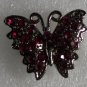 Elegant Red Crystal Silver Butterfly Ring Size 8 - 9