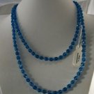 Vintage1980s Czechoslovakia Medium Blue Crystal Necklace 48"