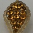 Vintage Gold Plated Orange Crystal Fancy Leaf Pin