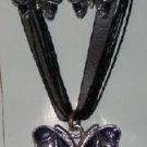 Black Enamel AB Crystal Butterfly Necklace Earrings Set