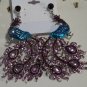 Unusual Enamel Purple Blue Crystal Peacock Earrings 3 1/2" by 2" each
