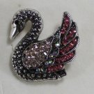 Elegant Pink and Pink Aurora Borealis Crystal Silver Swan Ring Size 6 1/2 - 7