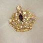 Purple & Aurora Borealis Crystal Gold Plated Crown Pin Pendant