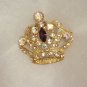 Purple & Aurora Borealis Crystal Gold Plated Crown Pin Pendant