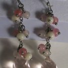 White & Pink Pierced Crystal Chandelier Pierced Earrings 2"