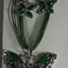 Green AB Crystal Butterfly Necklace Earrings Set