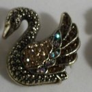 Elegant Topaz Brown and Aurora Borealis Crystal Gold Swan Ring Size 6 1/2 - 7