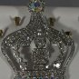 Elegant Clear AB Crystal Silver Crown Pin Necklace