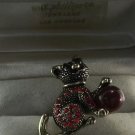 Elegant Red Crystal in Gold Plated Cat Holding Ball Ring Size 6 1/2 - 7