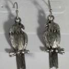 Wonderful Silver Parrot Pierced Earrings 1 1/4"